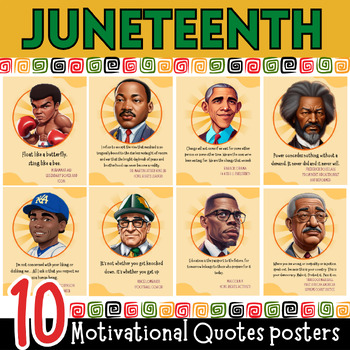 Preview of Juneteenth History Posters,Juneteenth Motivational Quotes Bulletin Board Display