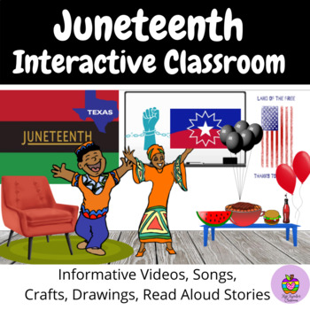 Preview of Juneteenth Interactive Virtual Classroom- Informative Videos, Read Aloud, Craft