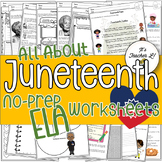 Juneteenth No-Prep ELA Worksheets 4th 5th 6th Grade 4 5 6