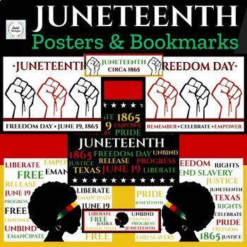 Juneteenth Posters and Bookmarks Set by LaurelDesignsMD | TPT