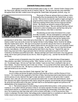 juneteenth primary source analysis by stephanies history