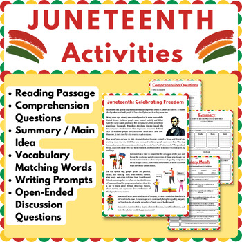 Juneteenth Reading Comprehension Activities. by Meryma Learning | TPT