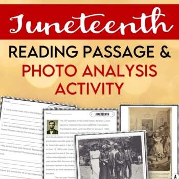 Preview of Juneteenth: Reading Passage & Primary Source Analysis Activity