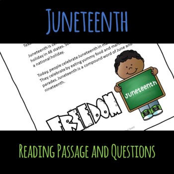 Preview of Juneteenth Reading Passage and Questions