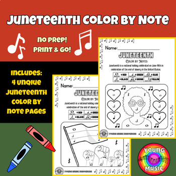 Preview of Juneteenth Rhythmic Color-by-Note Activity for Elementary Music
