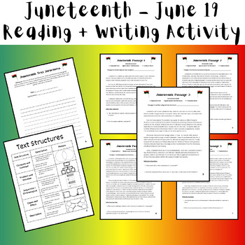 Preview of Juneteenth Text Structure Activity for Summer School Reading and Writing