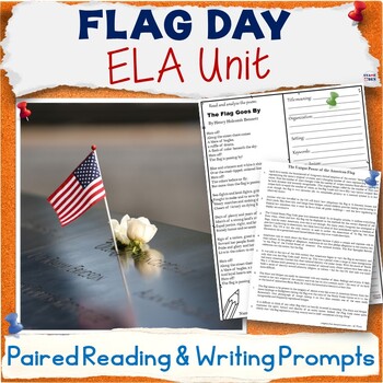 Preview of American Flag Day Unit - Paired Reading Activity Packet, Writing Prompts