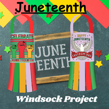 Preview of Juneteenth  Windsock Coloring Pages / Art Craft Activity