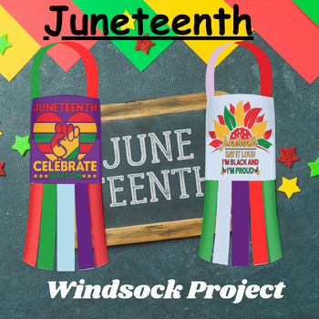 Preview of Juneteenth Windsock Coloring Pages / Art Craft Activity