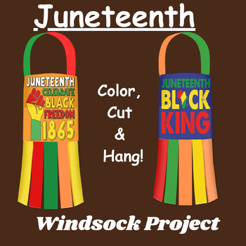 Preview of Juneteenth Windsock Coloring Pages / Art Craft Activity