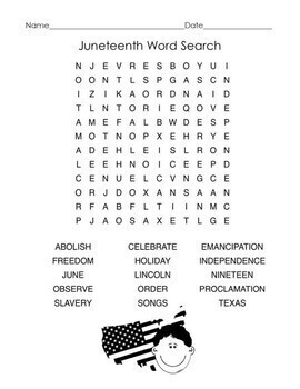 juneteenth word search with key printable digital tpt