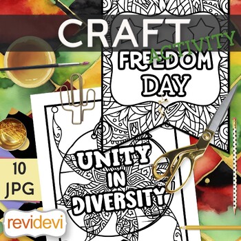 Preview of Juneteenth bulletin board craft activity. Freedom day coloring banners