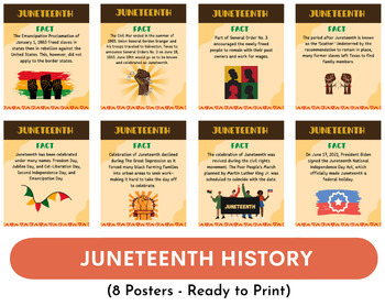 Preview of Juneteenth history posters (set of 8), bulletin board, classroom decor