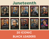Juneteenth posters, Famous black leaders (set of 20), famo