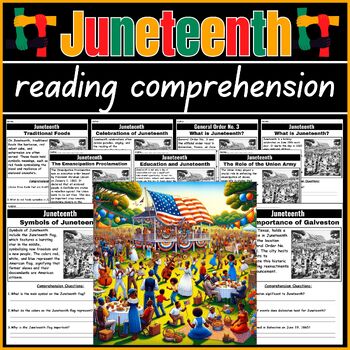 Preview of Juneteenth reading comprehension passages and questions