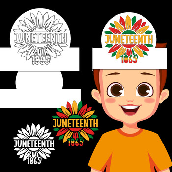 Preview of Juneteenth sunflower 1865 Hat Craft Crown Freedom Headband Coloring Activities