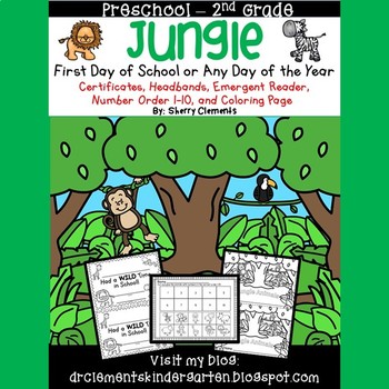 Preview of Jungle Activities | Back to School | Emergent Reader | Numbers to 10 | Headband