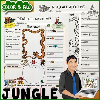 Preview of Jungle All About Me Worksheet {Dollar Deals Paper/Poster/Printable}