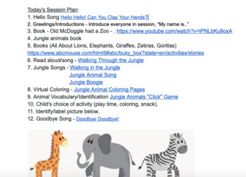 Preview of Jungle Animal - Distance Learning Lesson Plan EI