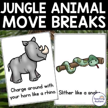 Preview of Jungle Animal Movement Breaks Cards