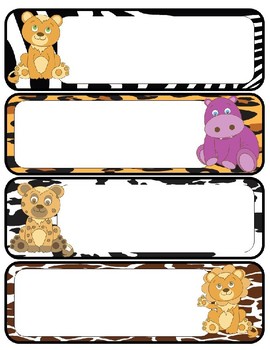 Name Tags and Labels-Jungle Animal Themed and Labels-Editable! | TpT