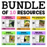 Jungle Animal Close Reading Passages Bundle + FREE Spanish