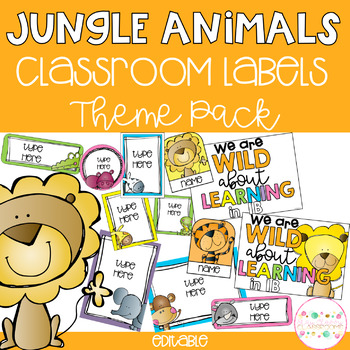 JUNGLE ANIMALS Classroom Labels | Editable Name Tags, Posters & Door Display