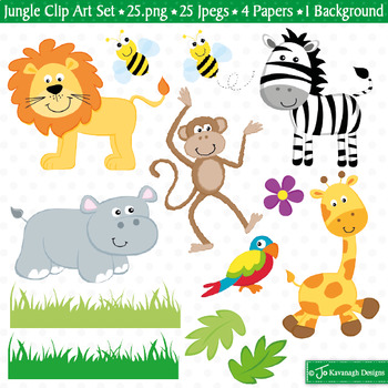 Jungle Animals Clipart / Jungle Theme Clip Art (C15) by Jo Kavanagh Designs