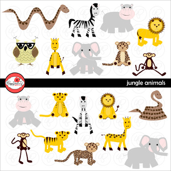 Preview of Jungle Animals Digital Clipart by Poppydreamz