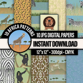 African Animal Print Digital Papers - Safari Wildlife Scra
