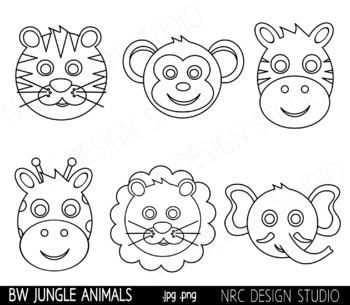 Jungle Animals Digital Stamp Clip Art by NRCDesignStudio | TpT