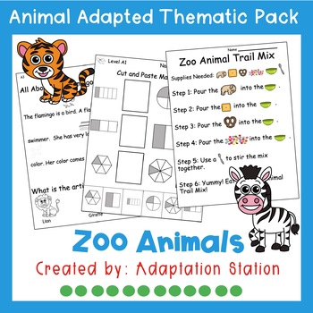 Zoo Animals Adapted Thematic Pack by Adaptation Station | TpT