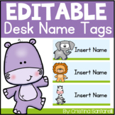 Jungle Animals Editable Name Desk Tags