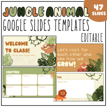 Preview of Jungle Animals Google Slides PowerPoint Template Centres Morning Meeting