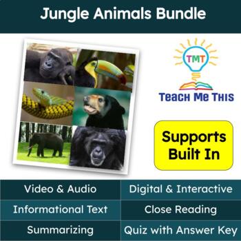 Preview of Jungle Animals Informational Text Reading Passage and Activities Bundle