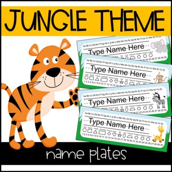 Jungle Animals Name Tags / Name Plates / Desk Toppers {Editable}
