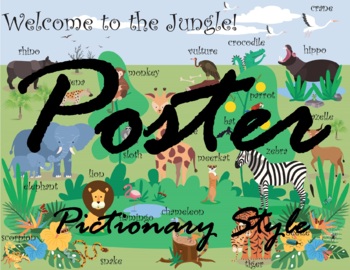 Jungle Animals Pictionary Poster by Hi-Point | Teachers Pay Teachers