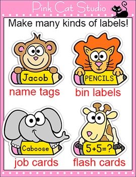animal name tags for kids