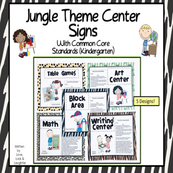 Jungle Center Signs with the Common Core State Standards for Kindergarten