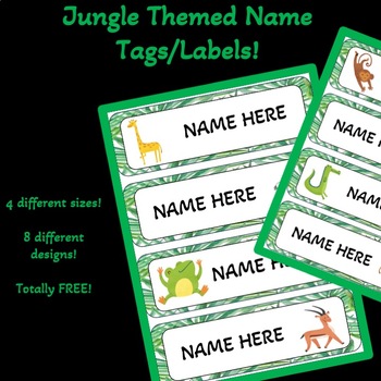 Preview of Jungle Classroom Decor: FREE AND EDITABLE Name Tag/Label Bundle!