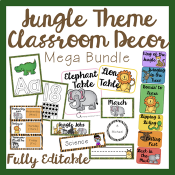 Jungle Classroom Decor Mega Bundle by One Kreative Kindergarten | TPT