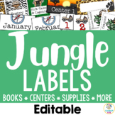 Jungle Classroom Organization- Editable Supply Labels & Dé