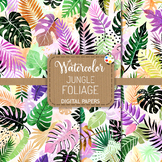 Jungle Foliage Set 2 - Exotic Watercolor Digital Paper Bac