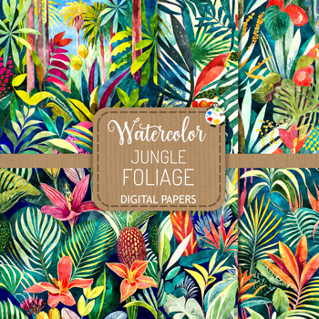Preview of Jungle Foliage - Transparent Watercolor Digital Pattern Paintings