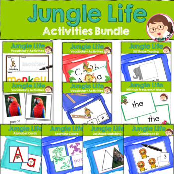Preview of Jungle Animals Theme - Safari Animals Theme - Preschool PreK, Autism, SPED