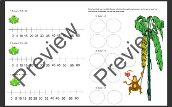 Preview of Jungle Multiplication Packet! Arrays, Bar Models, Circle Models, Number Lines