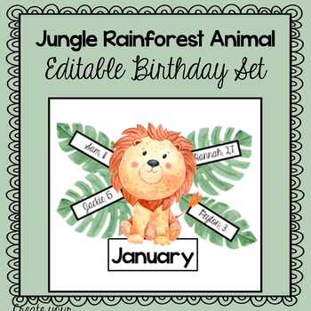 Preview of Jungle Rainforest Animal Birthday Decor Banner Set- EDITABLE!
