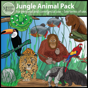 Jungle Rainforest Animal Clip Art Pack {Messare Clips and Design}