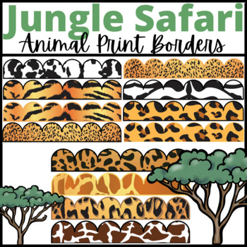 Preview of Jungle Safari Animal Print Bulletin Board Borders