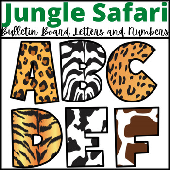 Preview of Jungle Safari Animal Print Bulletin Board Letters and Numbers